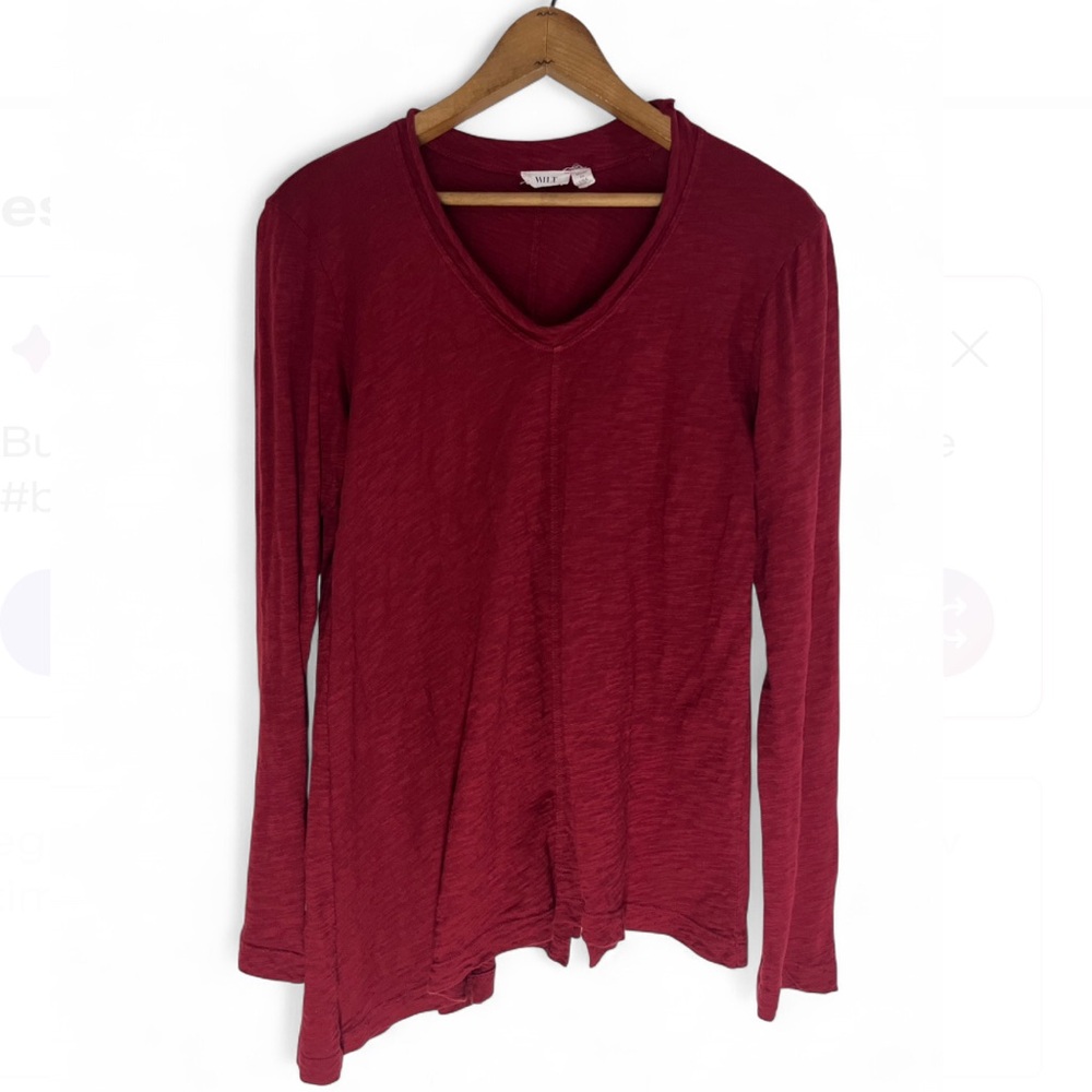 WILT Deep Red Long Sleeve V-Neck Top Womens Small